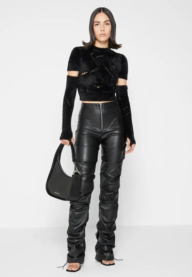 Women Manire De Voir L039eiffel Textured Handbag Black