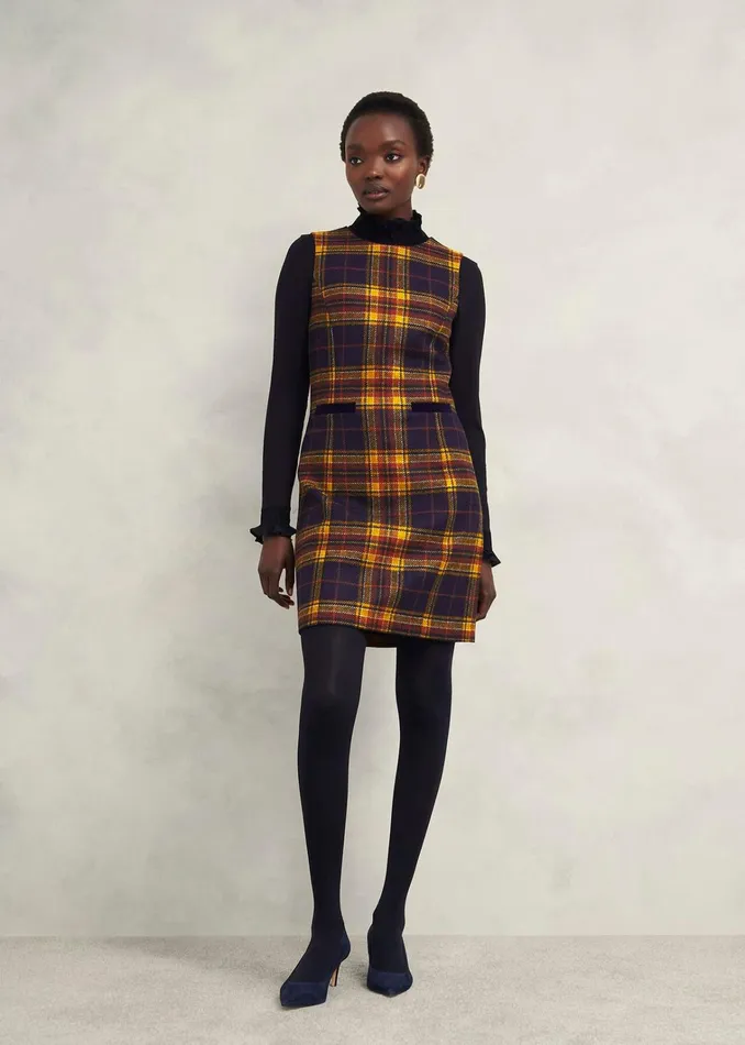 Women Margot Wool Dress Navy Ochre Hobbs Dresses and Jumpsuits