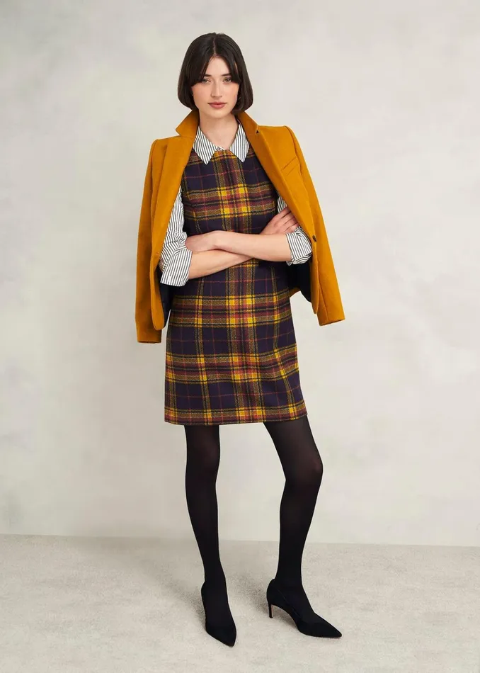 Women Margot Wool Dress Navy Ochre Hobbs Dresses and Jumpsuits