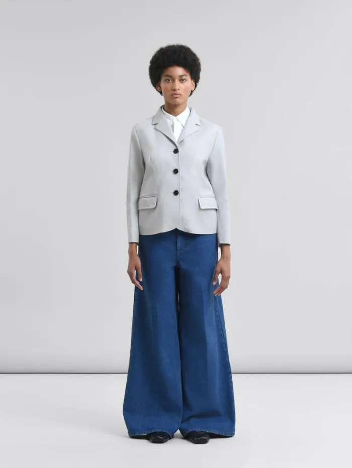 Women Marni Coats and Jackets Grey Nappa Baby Jacket With Embossed Patch