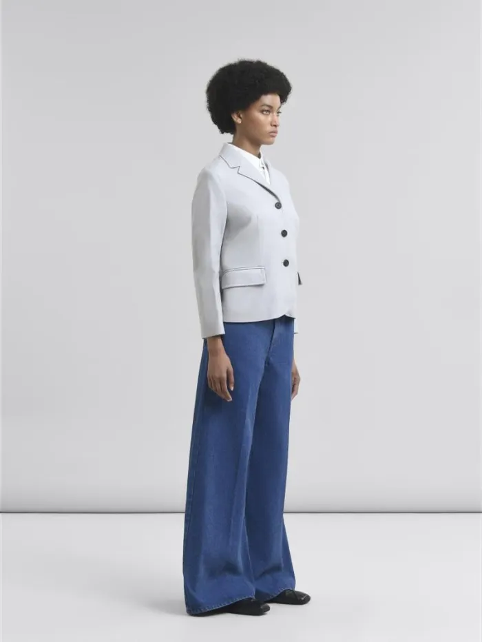 Women Marni Coats and Jackets Grey Nappa Baby Jacket With Embossed Patch