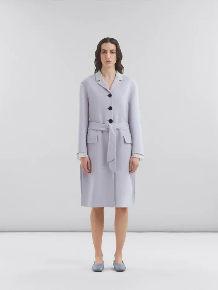 Women Marni Coats and Jackets Purple Felt Coat With Waist Belt
