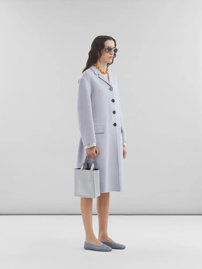 Women Marni Coats and Jackets Purple Felt Coat With Waist Belt