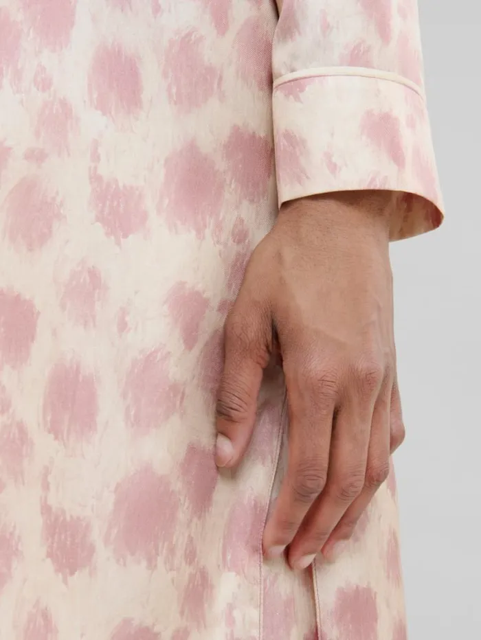 Women Marni Dresses Antique Pink Silk Midi Dress With Crayon Leopard Print