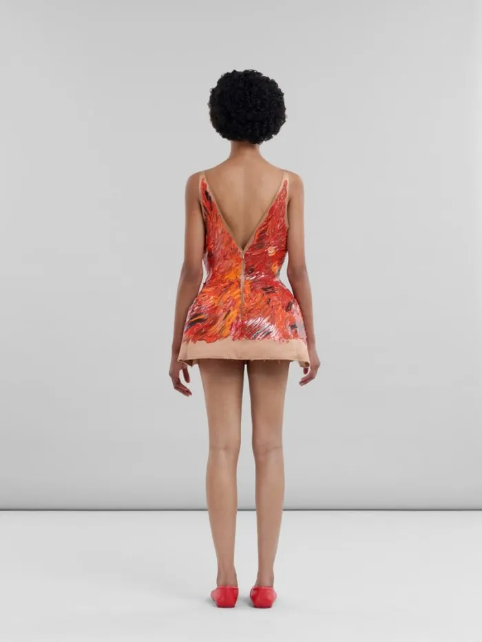 Women Marni Dresses Red HandPainted Duchesse Corset Dress