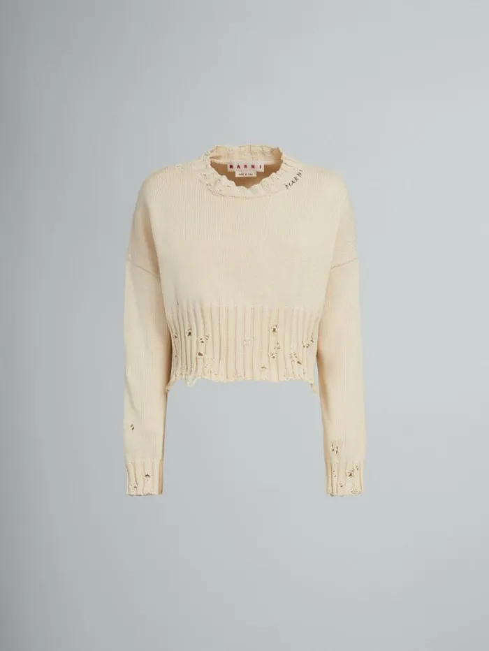 Women Marni Knitwear White Cotton Cropped Sweater