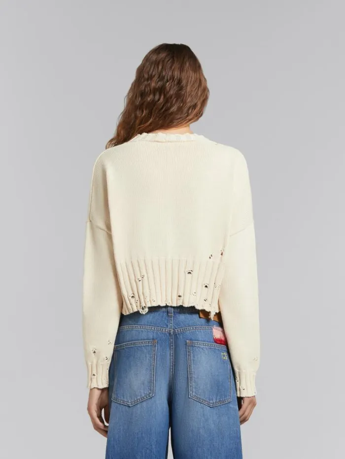 Women Marni Knitwear White Cotton Cropped Sweater