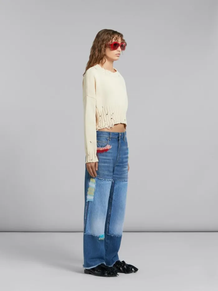 Women Marni Knitwear White Cotton Cropped Sweater