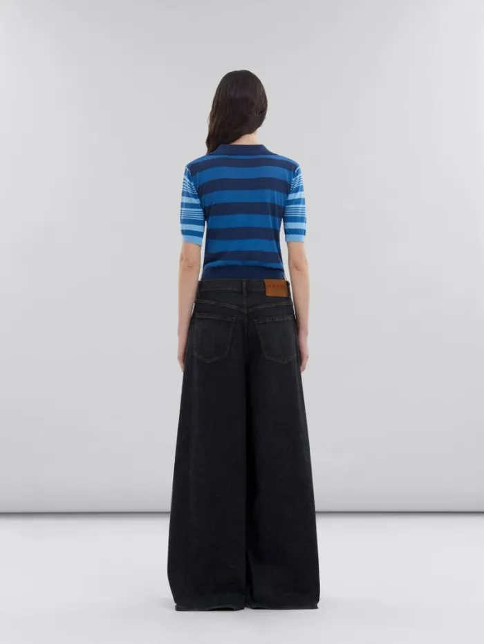 Women Marni Pants Black Marble Denim WideLeg Jeans