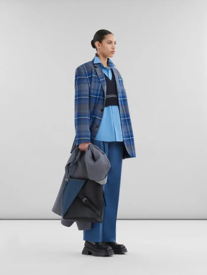Women Marni Pants Blue Tropical Wool Pleated Trousers