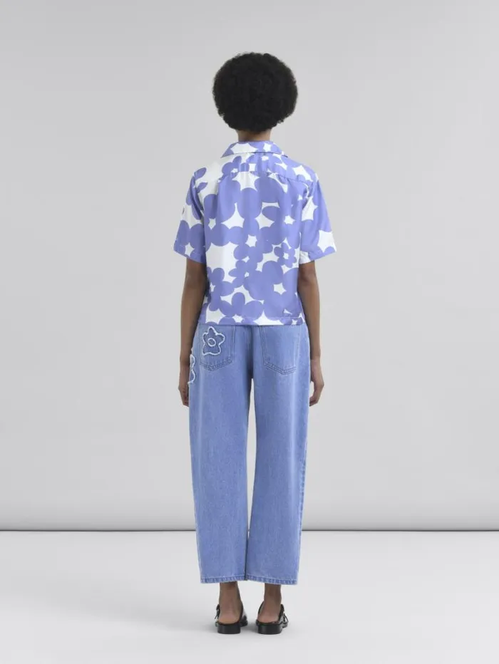 Women Marni Pants Light Blue Denim Boyfriend Jeans With Patch Details