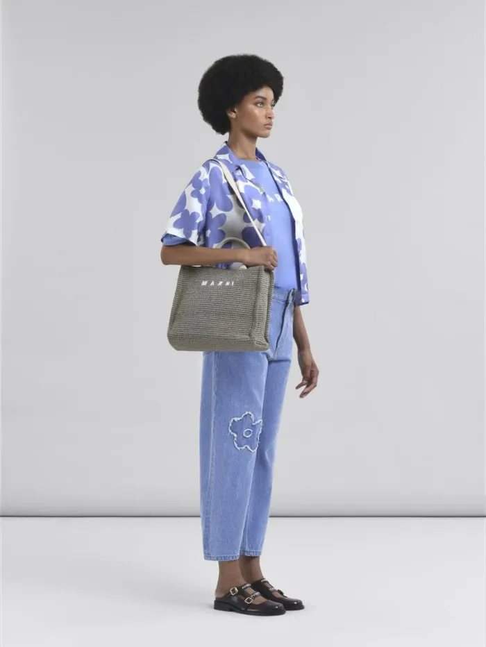 Women Marni Pants Light Blue Denim Boyfriend Jeans With Patch Details