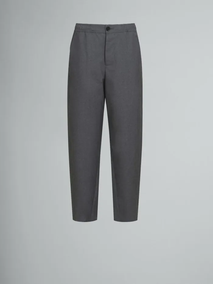 Women Marni Pants Straight Gray Wool Trousers With Marni Symbol