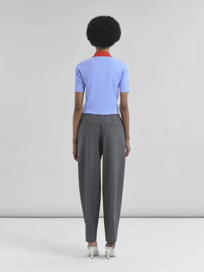 Women Marni Pants Straight Gray Wool Trousers With Marni Symbol