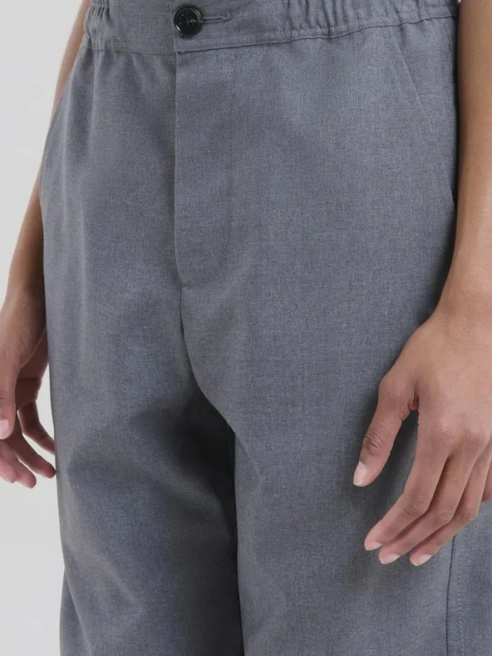 Women Marni Pants Straight Gray Wool Trousers With Marni Symbol