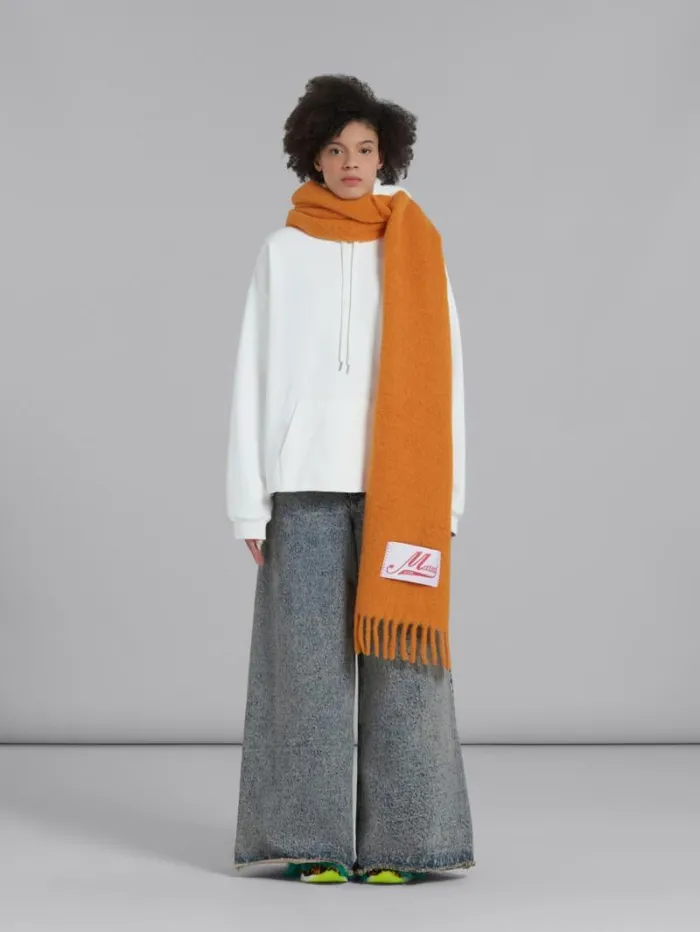 Women Marni Scarves Orange Alpaca Scarf