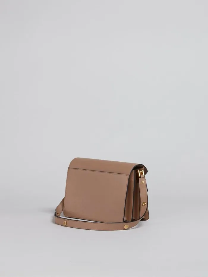 Women Marni Shoulder Bags Trunk Medium Bag In Beige Saffiano Leather