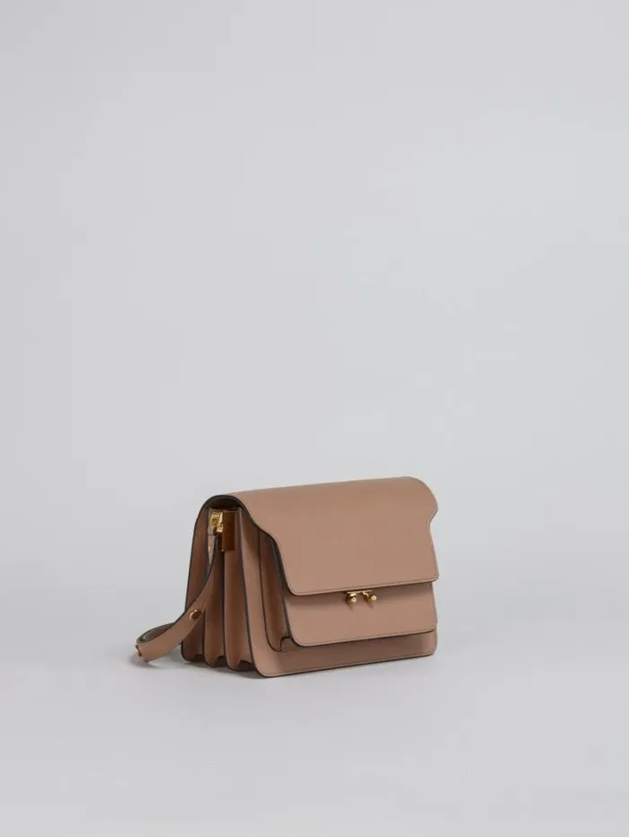 Women Marni Shoulder Bags Trunk Medium Bag In Beige Saffiano Leather