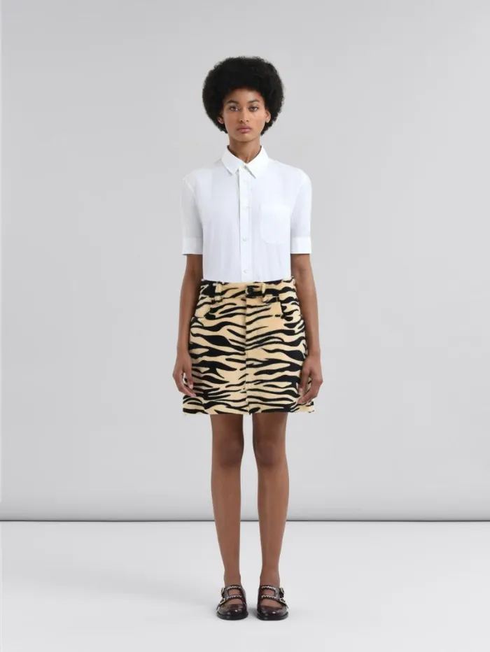 Women Marni Skirts Shearling Miniskirt With Tiger Print