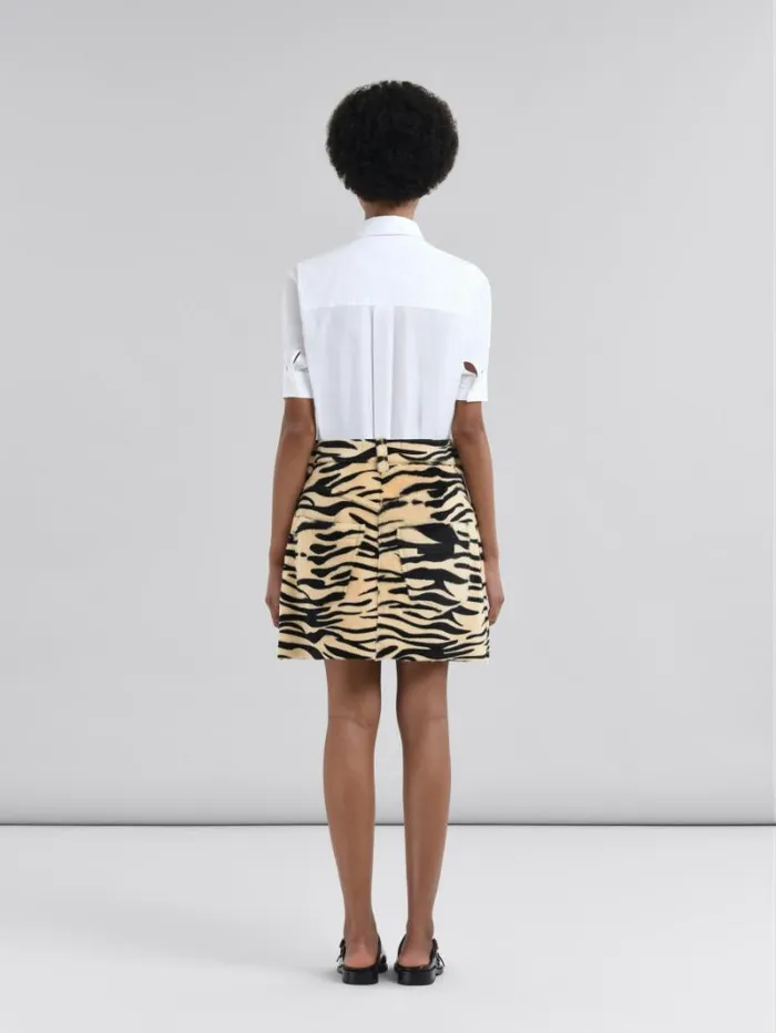 Women Marni Skirts Shearling Miniskirt With Tiger Print