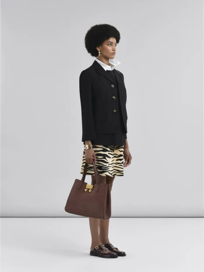 Women Marni Skirts Shearling Miniskirt With Tiger Print
