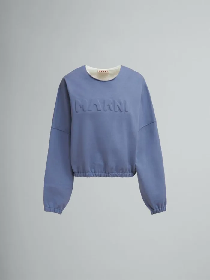 Women Marni Sweatshirts Blue Organic Cotton Sweatshirt With Padded Logo