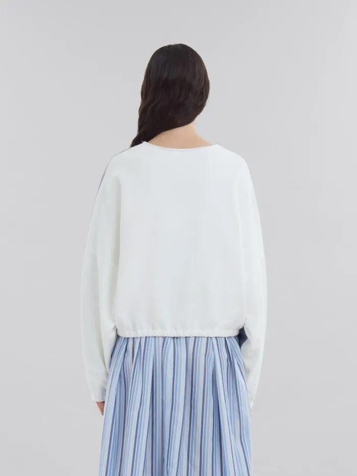 Women Marni Sweatshirts Blue Organic Cotton Sweatshirt With Padded Logo