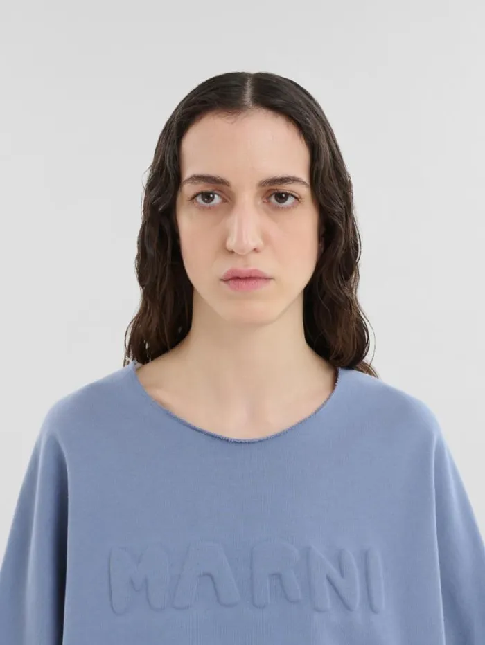 Women Marni Sweatshirts Blue Organic Cotton Sweatshirt With Padded Logo