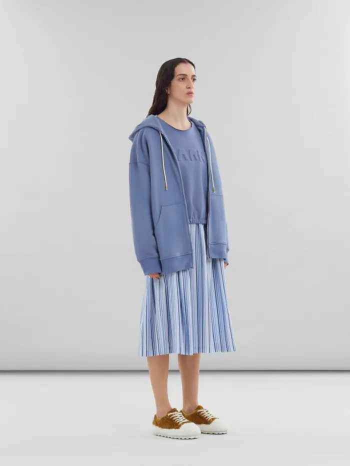 Women Marni Sweatshirts Blue Organic Cotton Sweatshirt With Padded Logo