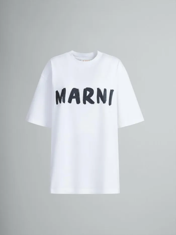 Women Marni Tops and Tshirts White Organic Cotton TShirt With Logo