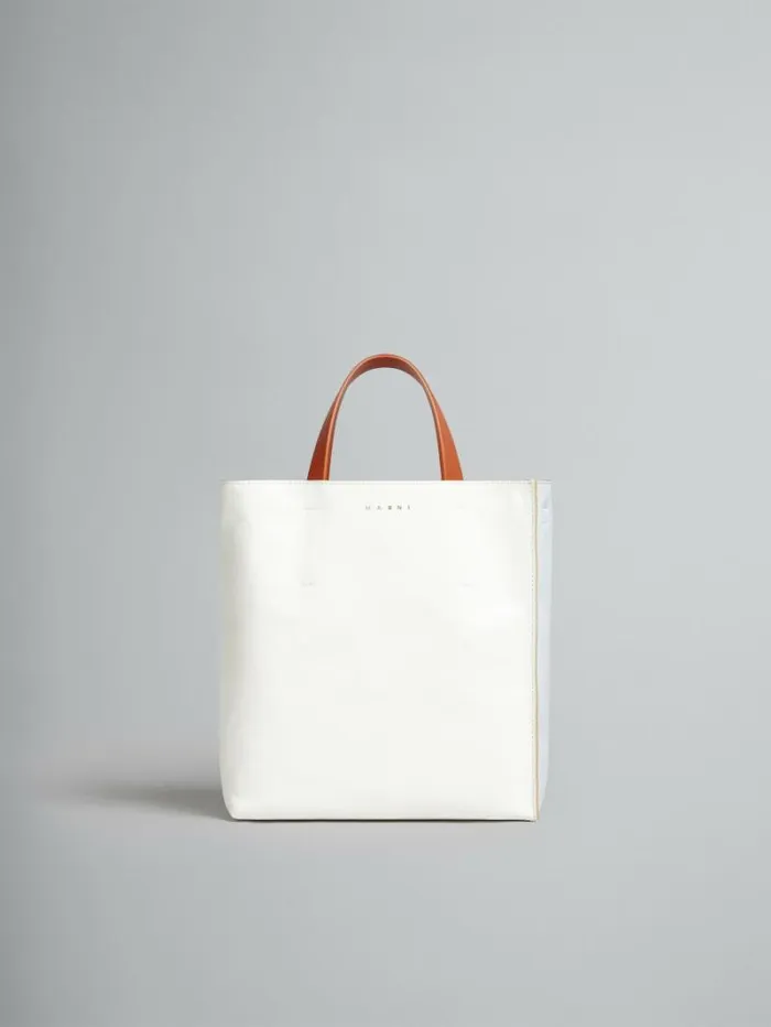 Women Marni Tote Bags Museo Soft Small Bag In White And Light Blue Leather