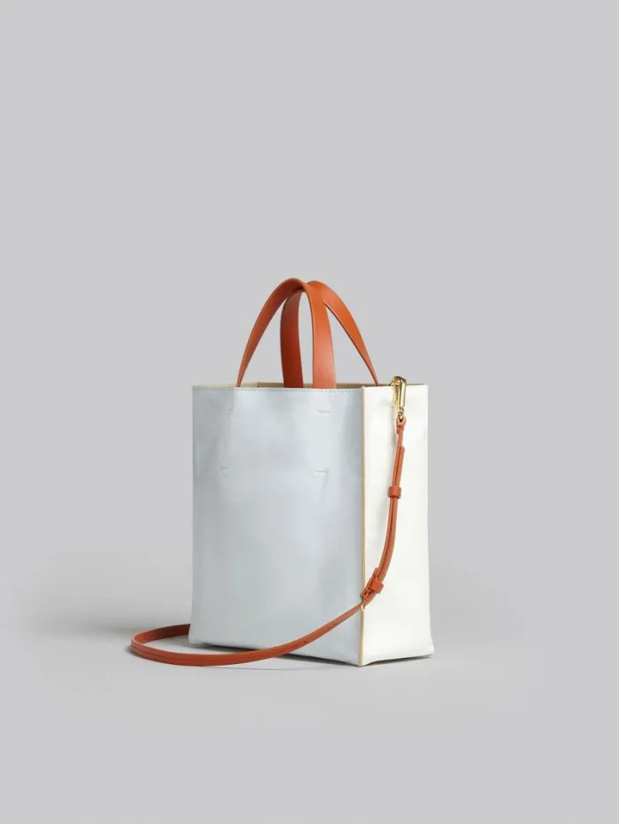 Women Marni Tote Bags Museo Soft Small Bag In White And Light Blue Leather