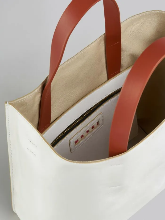 Women Marni Tote Bags Museo Soft Small Bag In White And Light Blue Leather