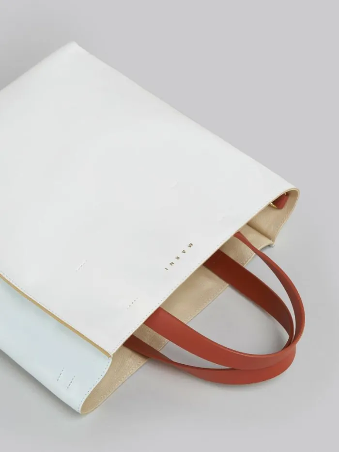 Women Marni Tote Bags Museo Soft Small Bag In White And Light Blue Leather