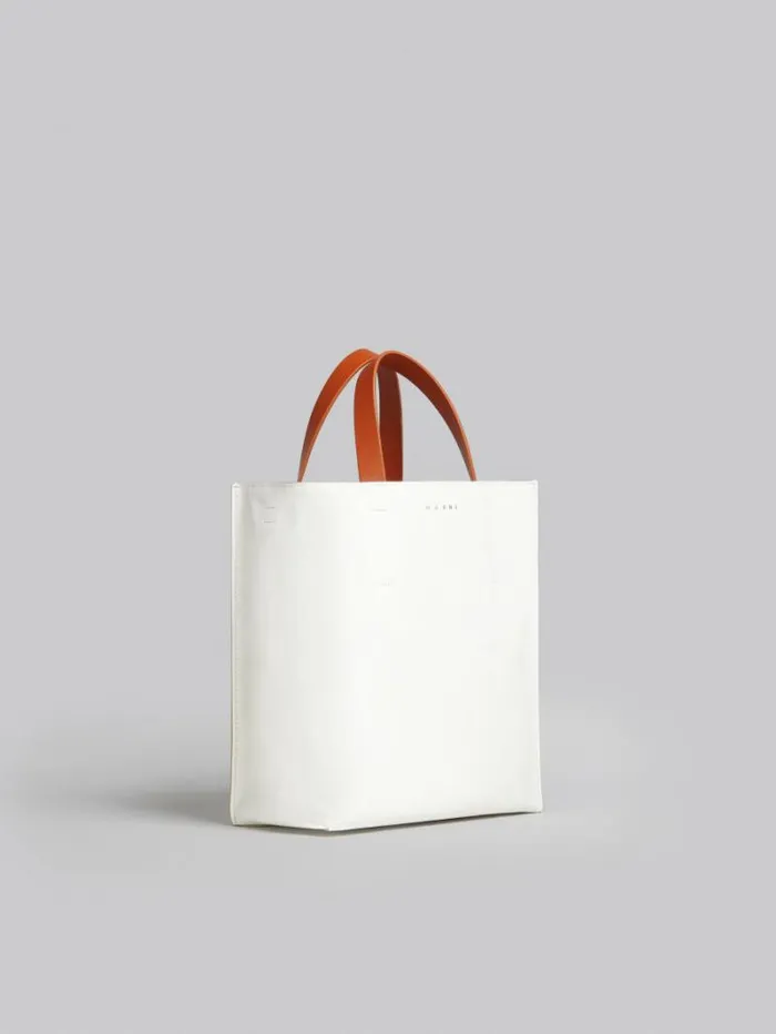 Women Marni Tote Bags Museo Soft Small Bag In White And Light Blue Leather