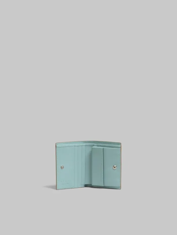 Women Marni Wallets and Small Leather Goods Beige Leather Bifold Wallet With Marni Mending