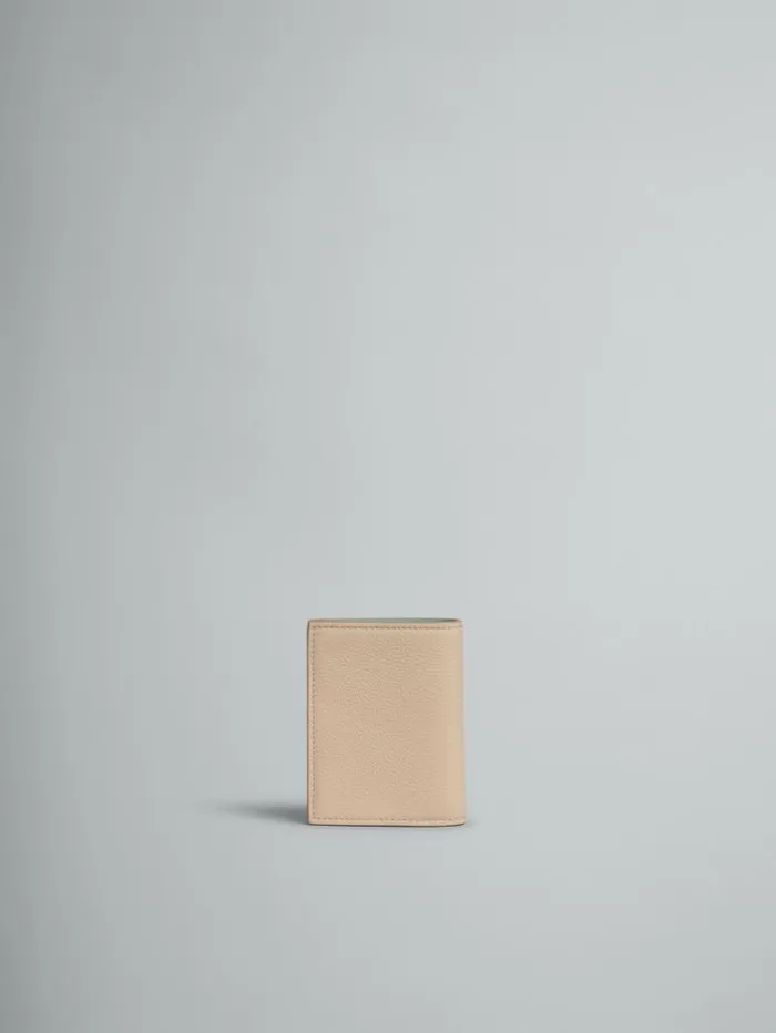 Women Marni Wallets and Small Leather Goods Beige Leather Bifold Wallet With Marni Mending