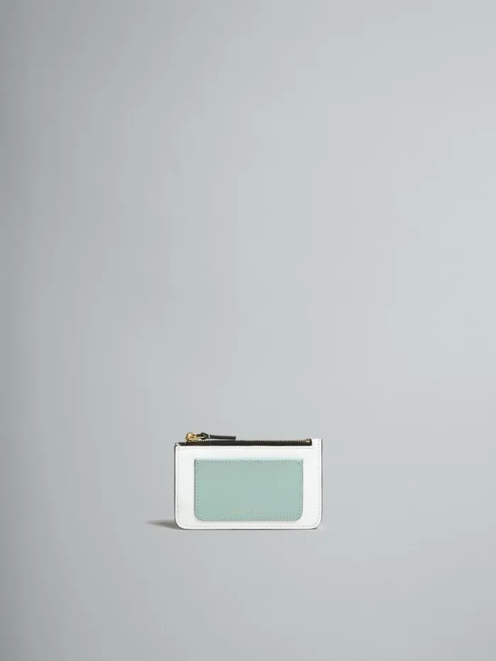 Women Marni Wallets and Small Leather Goods Light Green White And Brown Saffiano Leather Card Case Women Marni Wallets and Small Leather Goods Light Green White And Brown Saffiano Leather Card Case