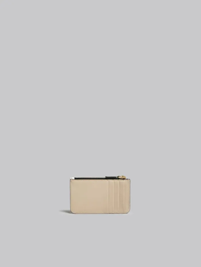Women Marni Wallets and Small Leather Goods Light Green White And Brown Saffiano Leather Card Case