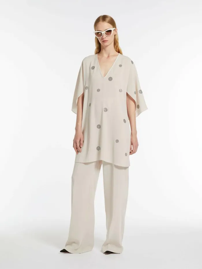Women Max Mara Blouses Embroidered Cady Blouse Beige