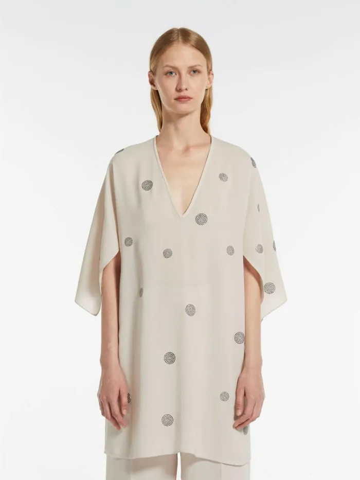 Women Max Mara Blouses Embroidered Cady Blouse Beige