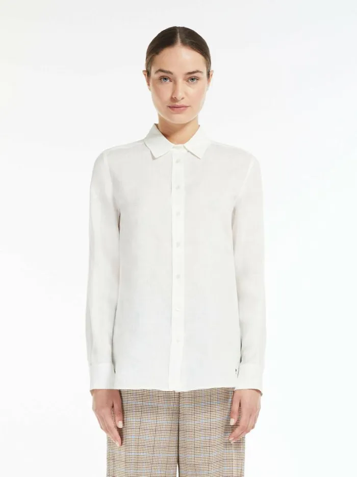 Women Max Mara Blouses Linen Shirt White