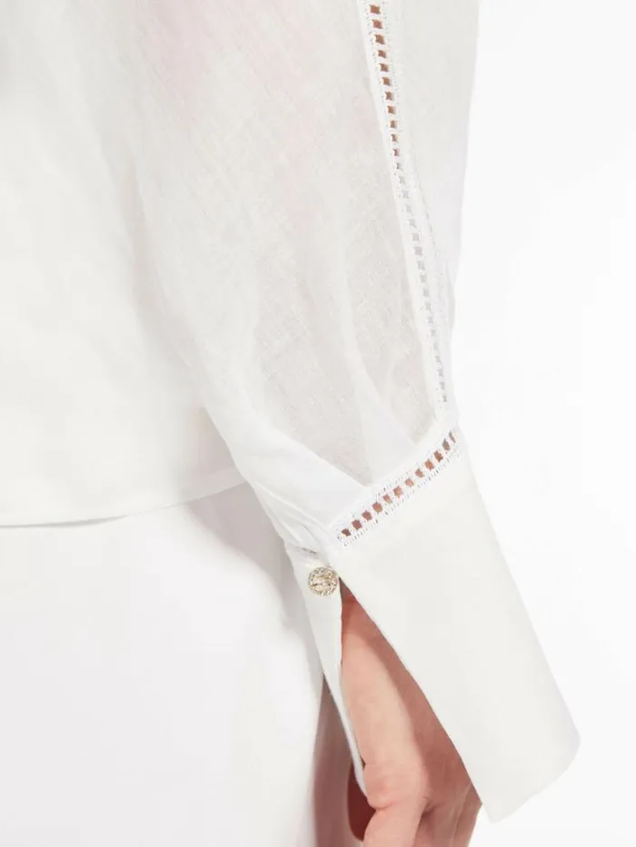 Women Max Mara Blouses Ramie Gauze And Lace Blouse White