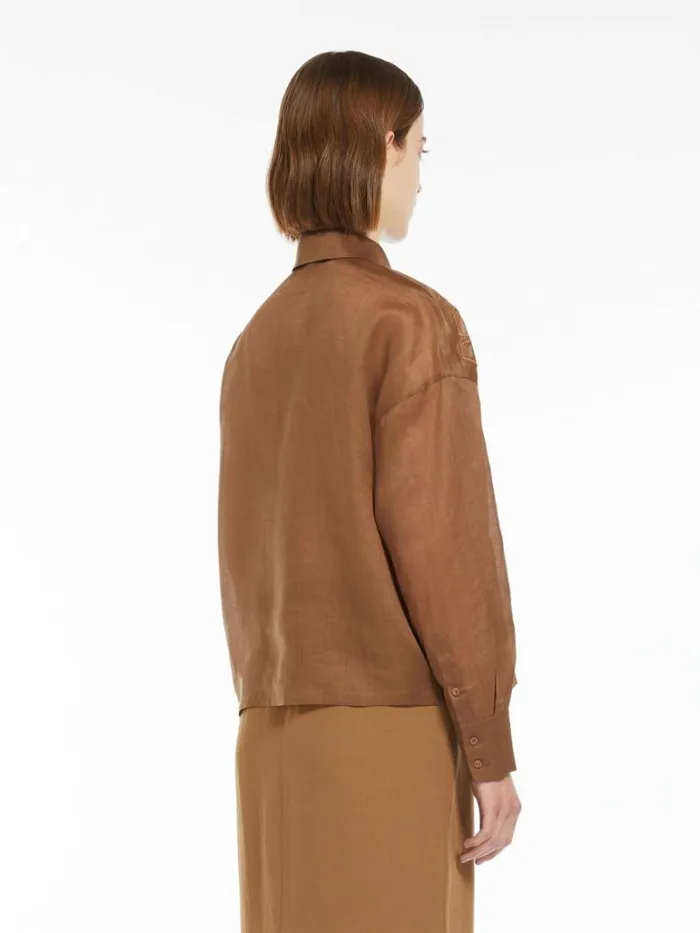 Women Max Mara Blouses Ramie Gauze Tunic Caramel