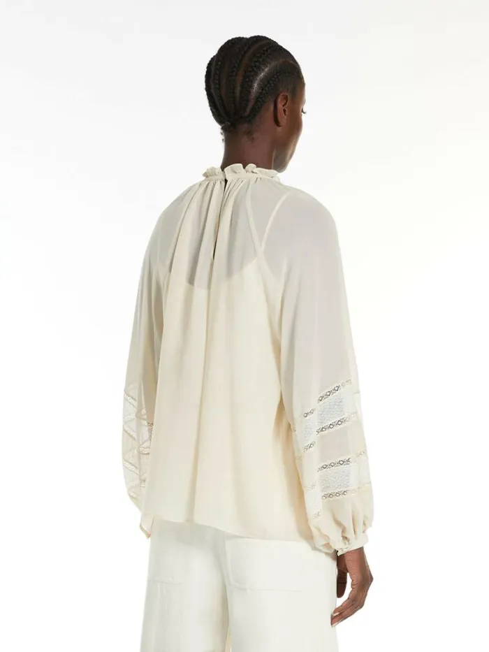 Women Max Mara Blouses Silk Georgette Blouse Sand