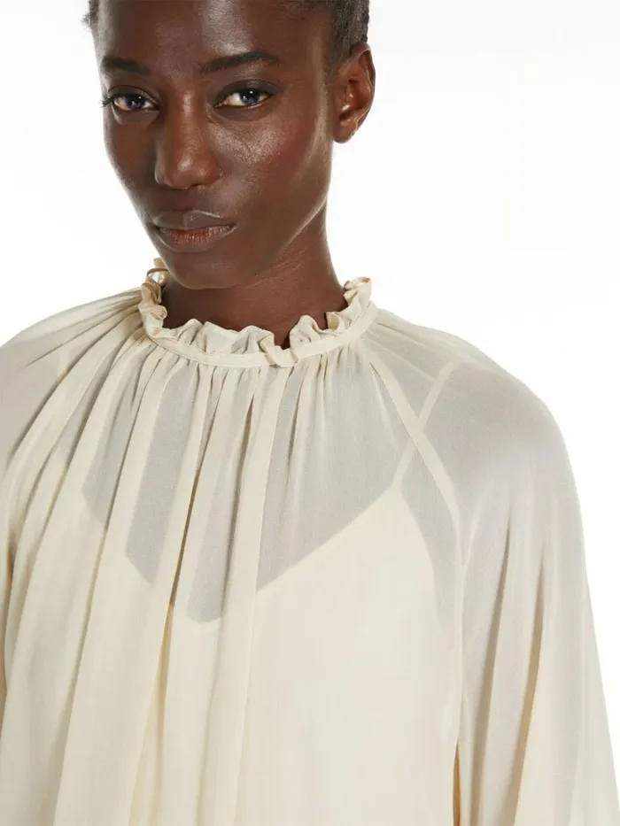 Women Max Mara Blouses Silk Georgette Blouse Sand