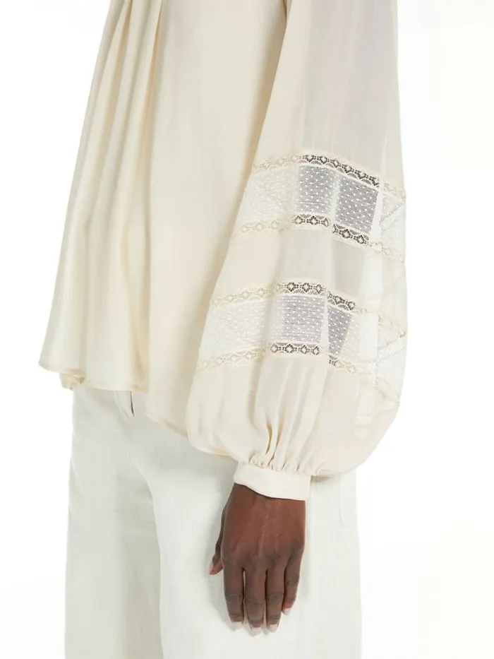 Women Max Mara Blouses Silk Georgette Blouse Sand