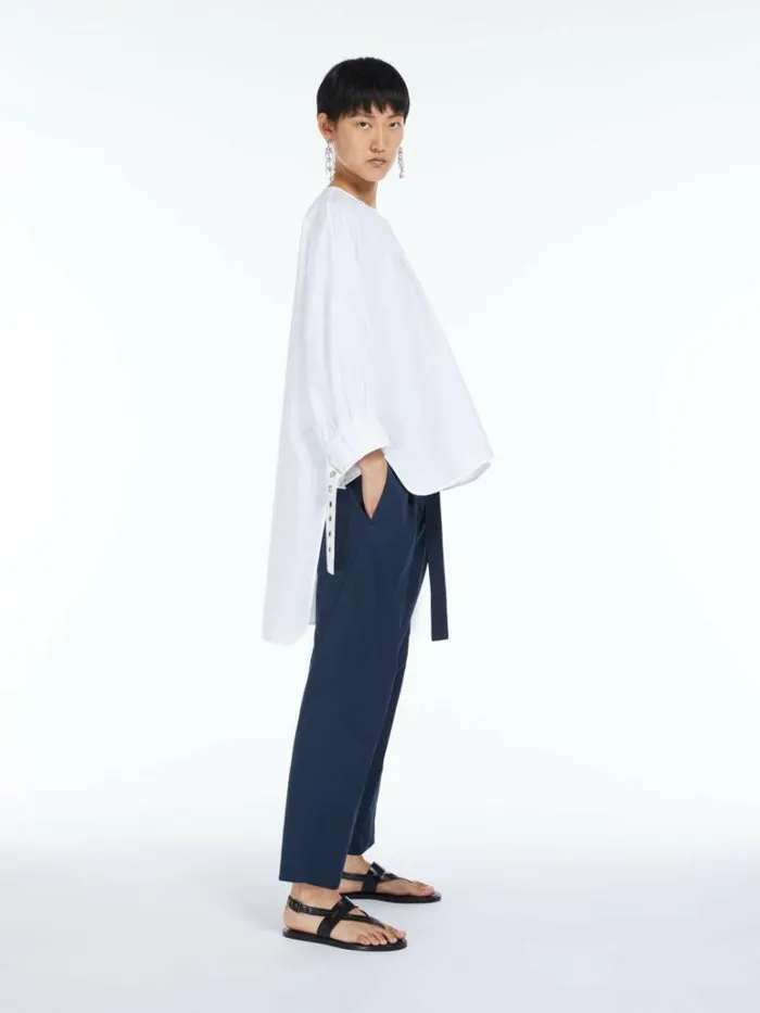 Women Max Mara Blouses Soft Cotton Shirt White