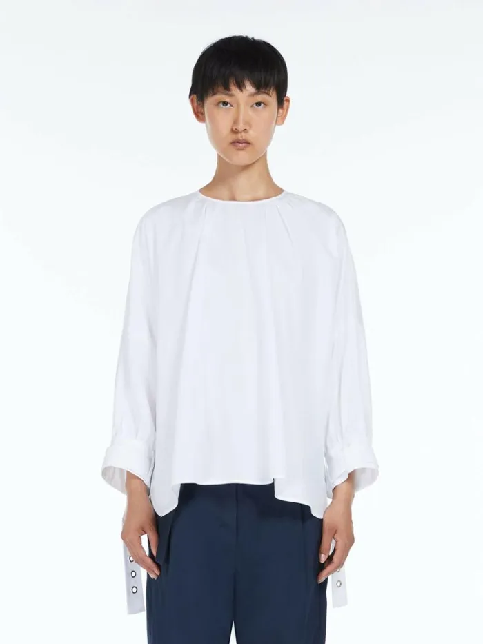Women Max Mara Blouses Soft Cotton Shirt White