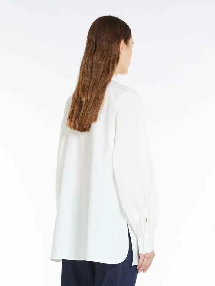 Women Max Mara Blouses Striped Cotton Shirt Optical White